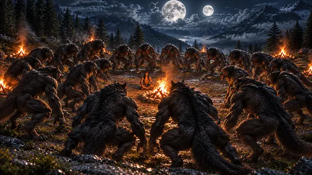 Ritualkreis unter zwei Monden