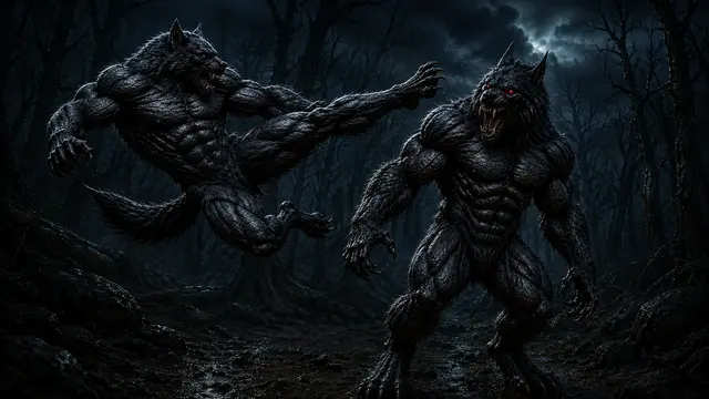 Zwei Kämpfer in der Nacht